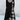 Plaid long-sleeve midi dress with a cowl neck and contrast hem, shown in black color, size 3XL.