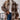 Oversized brown teddy coat for women featuring a plaid pattern, shown in size 2XL. The coat has a soft, warm texture with a beige and grey tartan design, long sleeves, and a comfortable fit.