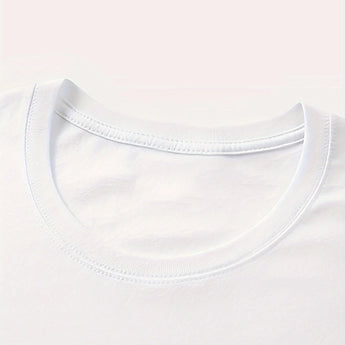 Plain white unisex t-shirt with short sleeves and a minimalist design, displayed against a neutral background.