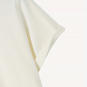 Plain white unisex t-shirt on a hanger against a plain background.