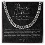 Promise Necklace for Him featuring a chain link design, presented in monochrome photography style.