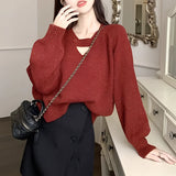 Purple V-neck mohair sweater for women featuring long sleeves and a cozy knit design, perfect for fall fashion.