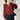 Women's red mohair v-neck sweater, shown on a mannequin, featuring long sleeves and a cozy knit texture, perfect for fall wear.