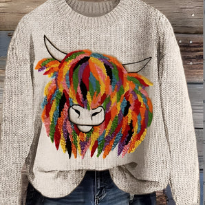 Rainbow Mane Lion Sweater - Unique Artistic Knitwear Pullover