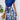 Blue floral A-line skirt with high-waisted design for women's fashion, shown in size 2XL.