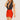 Red high-waisted bodycon pencil skirt worn by a person with styled hair, showcasing the formal evening wear design, highlighting the skirt's fit around the waist, hips, and legs.
