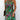 Green asymmetrical party dress with a bold leopard print pattern, featuring a sleeveless design, and available in XL size.