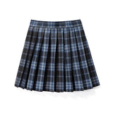 Red plaid pleated tartan mini skirt with a preppy schoolgirl style featuring a classic pattern and waist detail.