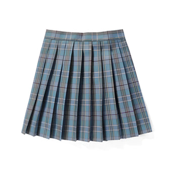 Red plaid pleated tartan skirt in a preppy schoolgirl mini kilt style, featuring a classic plaid pattern.