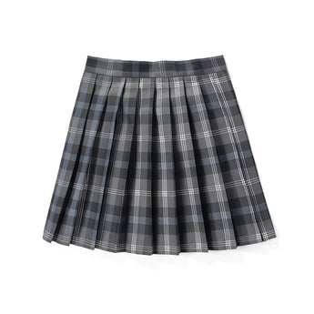 Red plaid pleated tartan mini skirt with a classic preppy schoolgirl style.