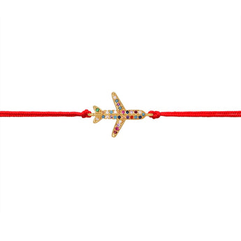 Red String Starfish Charm Bracelet with Adjustable Multicolor Crystal Beads on a Beach-Themed Background