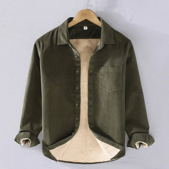 Reversible men's two-tone jacket in beige and white with a contrasting collar, featuring buttons and sleeves, size 3XL.