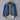 Reversible men's two-tone jacket with contrast collar in blue, featuring long sleeves, button closure, and pockets.