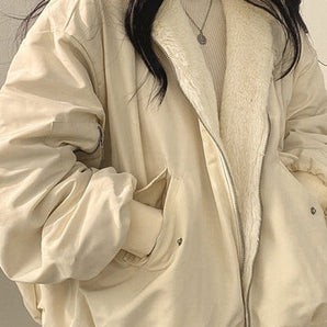 Reversible Oversized Fleece Jacket with Hood - Classic Chic and Design - Exclusive at Avencea