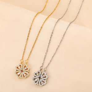 Romantic Rose Pendant Necklace in Luxury Gift Box made of Stainless Steel with silver finish and delicate chain.