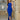 Royal blue V-neck backless bodycon evening gown in size 2XL, showcasing elegant fashion design with fitted waist, sleeveless style, and thigh-length hem.