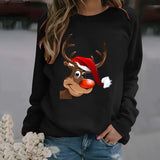 A black women's Christmas sweatshirt in size 3XL featuring a festive design of Rudolph the Reindeer, with long sleeves and a comfortable pullover style.