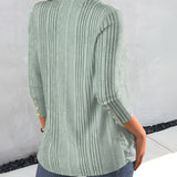 Sage green v-neck ribbed blouse featuring a casual and lightweight design with a comfortable fit, highlighting its textured ribbed fabric and stylish neckline.