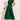 Dark green satin wrap midi dress featuring cap sleeves and a button-up design, suitable for parties, shown in XL size.