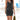 A woman wearing a sleeveless charcoal top with a racerback design paired with a ruched black skirt, showcasing a summer fashion look in size XL.