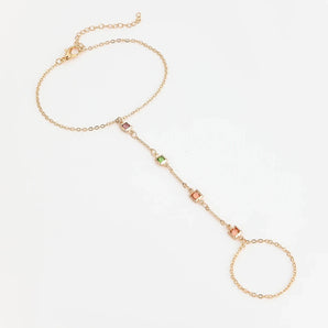 Elegant women's dainty hand bracelet with a star charm, made of metal, showcasing intricate jewelry craftsmanship and stylish design.
