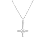 Steampunk Silver Gear Cross Pendant Necklace on a 45cm chain, featuring an industrial Christian design with intricate gear and cross details, made of metal.