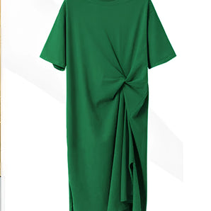
A stylish green tee featuring a knot detail and twisted design with short sleeves.