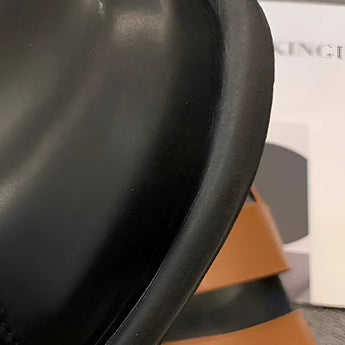 Stylish Women's Black Platform Orthopedic Sandals with Ankle Strap featuring a comfortable design with a thick sole for support and a secure ankle strap for stability.