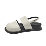 Stylish women's black platform orthopedic sandals with an ankle strap, featuring a sleek design suitable for walking, shown in white color and size 39.