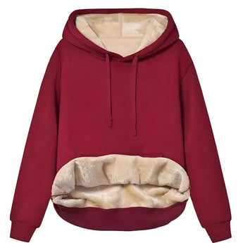Stylish Women's Black Pullover Hoodie with Collar & Drawstrings, Red, 2XL, Winter Fashion, long sleeves, comfortable jersey material.