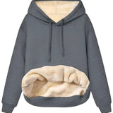 Stylish Women's Black Pullover Hoodie with collar and drawstrings, featuring long sleeves and winter fashion design.