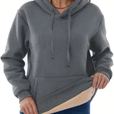 Stylish women's black pullover hoodie with collar and drawstrings, featuring long sleeves and a comfortable fit, perfect for winter fashion.