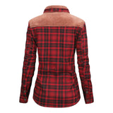 Stylish women's gray plaid long sleeve shirt with collar and tartan pattern, suitable for autumn.