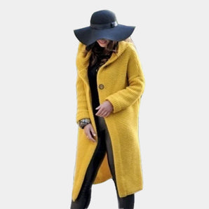 Stylish women's yellow hooded vest showcasing bold textured fabric, featuring a hood, sleeveless design, and a comfortable fit in 3XL size.