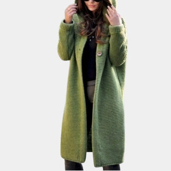 Stylish women's green hooded vest in size 3XL featuring bold textured design, with prominent waist and collar, long sleeves, and suitable for winter wear.
