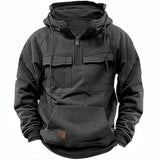 Gray full-zip tactical hoodie in 3XL size featuring secure pockets, durable wear with long sleeves, and a comfortable collar.