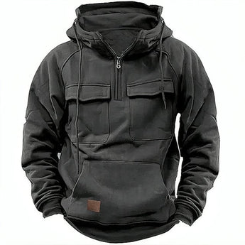 Gray full-zip tactical hoodie in 3XL size featuring secure pockets, durable wear with long sleeves, and a comfortable collar.