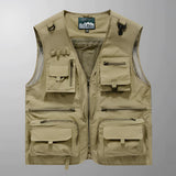 Tactical multi-pocket vest in cachi color, featuring breathable mesh fabric and several zippered compartments, designed for functionality and style in size 3XL.