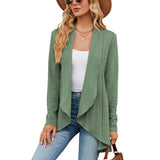 Cozy sage green long sleeve knit cardigan with a button-up design, perfect for fall layering, displayed on a mannequin.