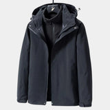 Teal women's waterproof breathable hiking jacket in lightweight and windproof design, featuring long sleeves, a high collar, functional pockets, and button details, available in Nero color and size 4XL.