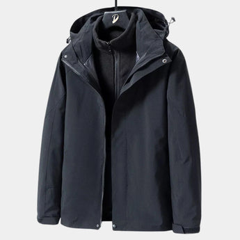 Teal women's waterproof breathable hiking jacket in lightweight and windproof design, featuring long sleeves, a high collar, functional pockets, and button details, available in Nero color and size 4XL.