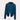Textured black floral embossed high-collar women's top in blue, featuring long sleeves and a structured collar.