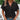 Black short sleeve V-neck blouse paired with blue jeans, casual chic summer top in 3XL.