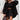 Smiling woman wearing a black XL hoodie dress with trendy cut-out shoulders, showcasing streetwear style. The dress features long sleeves and a comfortable fit, highlighting the waist and thigh area.