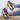 
A pair of trendy multicolor sneakers with a vibrant rainbow sole, displayed on a model with blue sneakers in size 43. The focus is on the stylish and contemporary design of the shoes.