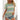 Trendy multicolor striped women's summer casual T-shirt in green, short sleeve, 2XL size.