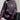 Trendy women's cozy pullover featuring a grey and pink heart pattern, shown in black-pink colorway and size large, with long sleeves and a comfortable fit.