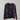 Cozy grey and pink heart pattern pullover for women with long sleeves and a round neckline, displayed in black color, size Large.