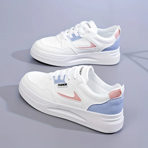 Trendy women's white pastel low-top sneakers with aqua accents, size 40, featuring a sleek design suitable for casual wear.