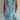 Tropical Botanical Print Sleeveless Summer Shift Dress in Azzurro color, featuring a relaxed fit with a round neckline and vibrant azure and white botanical patterns, designed as beachwear for plus-size women in 3XL.